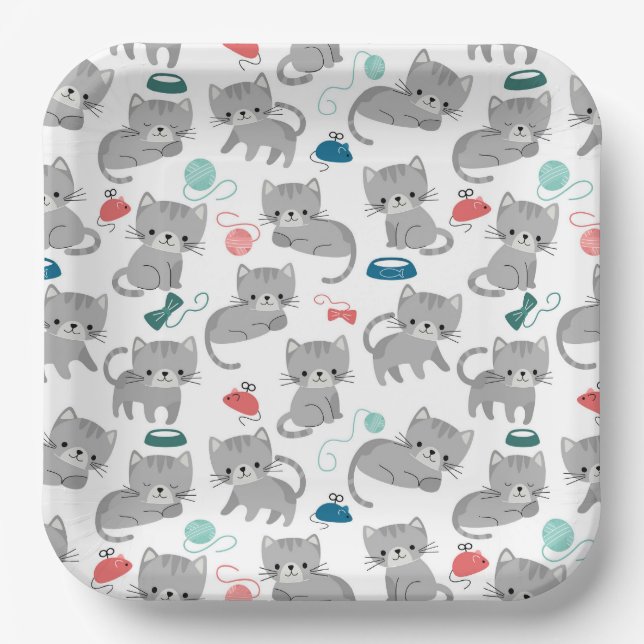 Cat Paper Plates, Kitty Kitten Party Plates (Front)