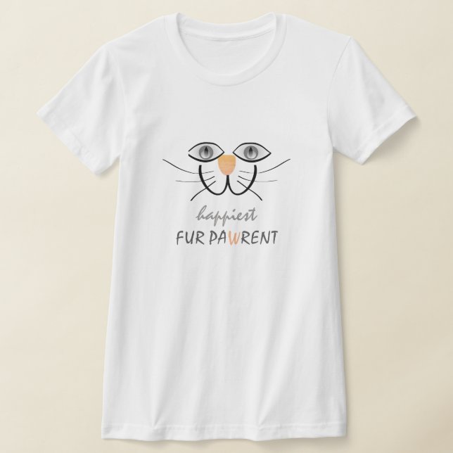 CAT PARENT , CAT MOM, CAT DAD - HAPPY CAT SMILE T-Shirt (Laydown)