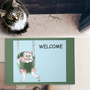 Cat Parent Performance Review Funny Humor Doormat