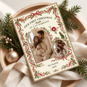 Cat Parents First Christmas Photo Holiday Card