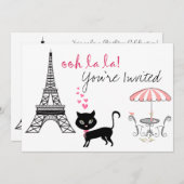 Cat Paris Birthday Invitation (Front/Back)