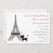 Cat Paris Birthday Invitation (Back)