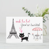 Cat Paris Birthday Invitation (Standing Front)