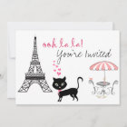 Cat Paris Birthday Invitation