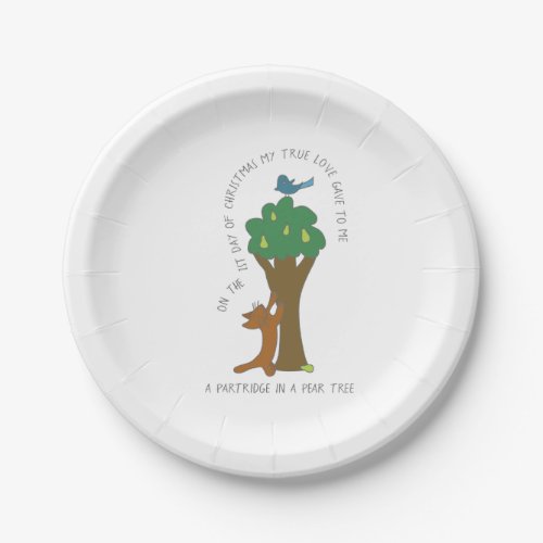 Cat Partridge in a Pear Tree Christmas Paper Plates