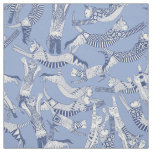 cat party blue fabric