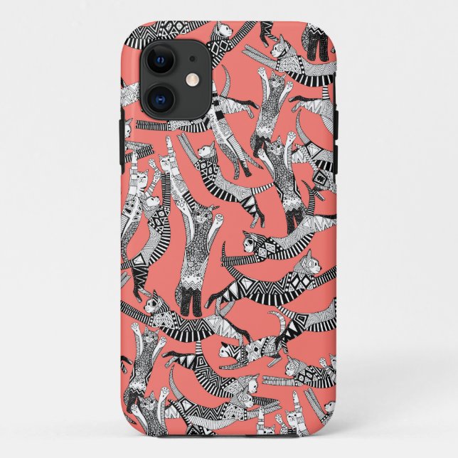 cat party blush coral Case-Mate iPhone case (Back)