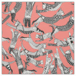 cat party blush coral fabric