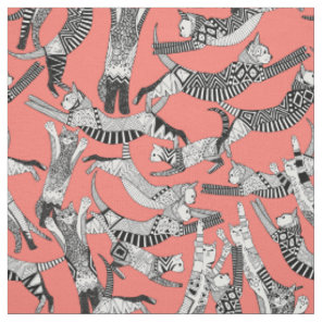 cat party blush coral fabric