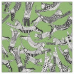 cat party green fabric