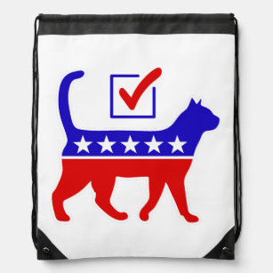 Cat Party Logo Feline Politics Great Party of Meow Drawstring Bag