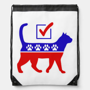 Cat Party Logo Feline Politics Great Party of Meow Drawstring Bag