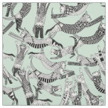 cat party mint fabric