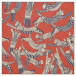 cat party retro fabric