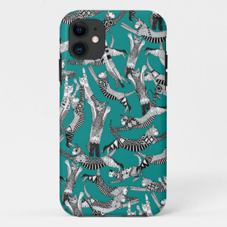 cat party teal iPhone 11 case