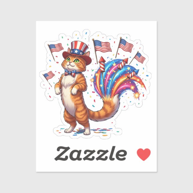 Cat-patriot – Proud & Playful 4th of July Cat Sticker (Sheet)