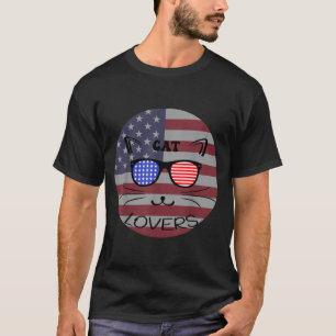cat Patriotic American Cat 4th of July T-Shirt