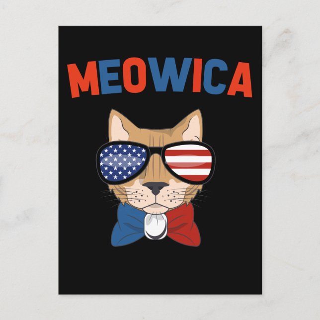 Cat Patriotic Kitty America 4th of July Postcard (Front)
