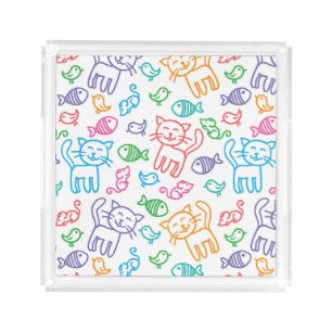 cat pattern acrylic tray