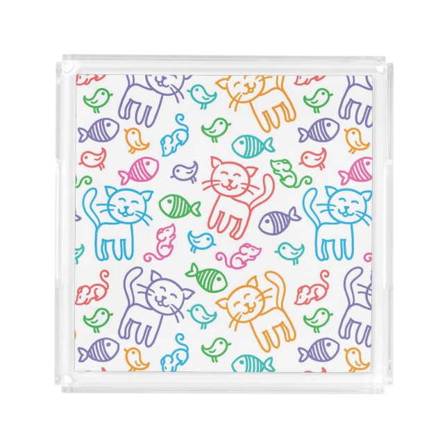 cat pattern acrylic tray (Front)