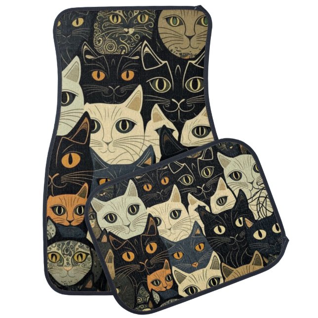 Cat Pattern Artsy Car Floor Mat (Set)