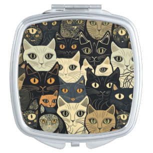 Cat Pattern Artsy Compact Mirror