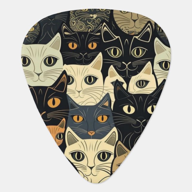 Cat Pattern Artsy Guitar Pick (Front)