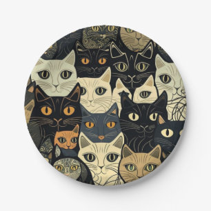 Cat Pattern Artsy Paper Plates