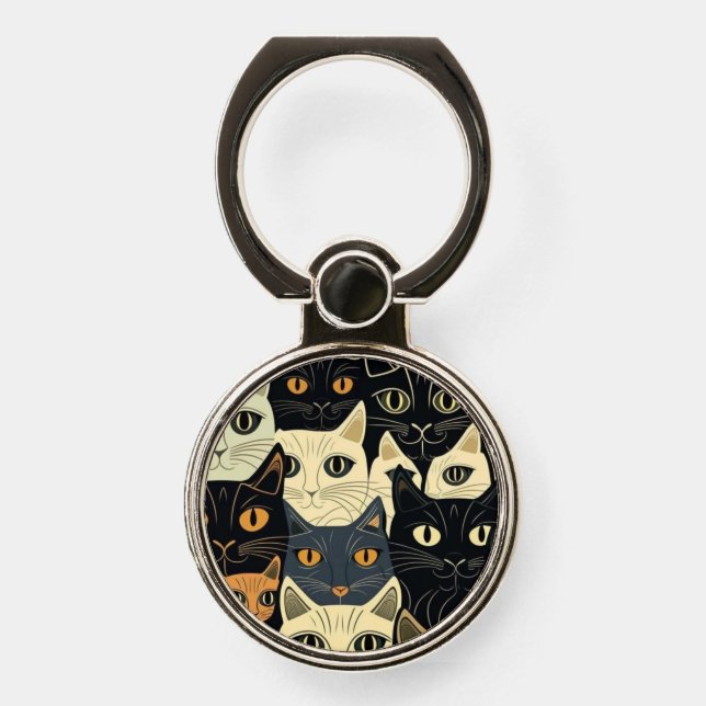 Cat Pattern Artsy Phone Ring Stand (Front)