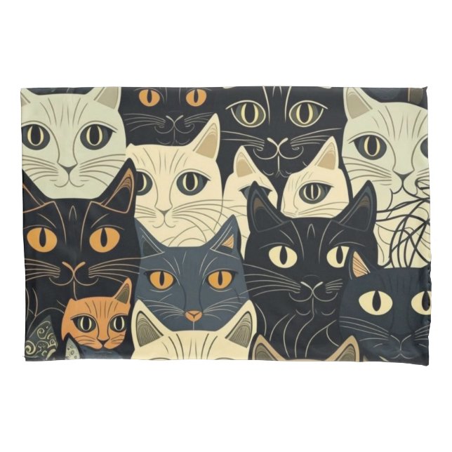 Cat Pattern Artsy Pillow Case (Front)