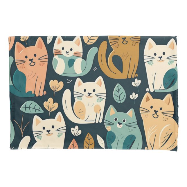 Cat Pattern Artsy Pillow Case (Front)