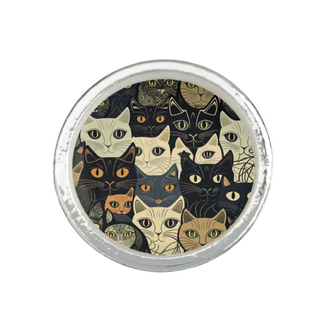 Cat Pattern Artsy Ring (Front)