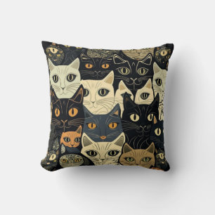 Cat Pattern Artsy Throw Pillow