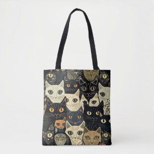 Cat Pattern Artsy Tote Bag