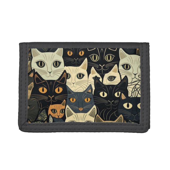 Cat Pattern Artsy Tri-fold Wallet (Front)