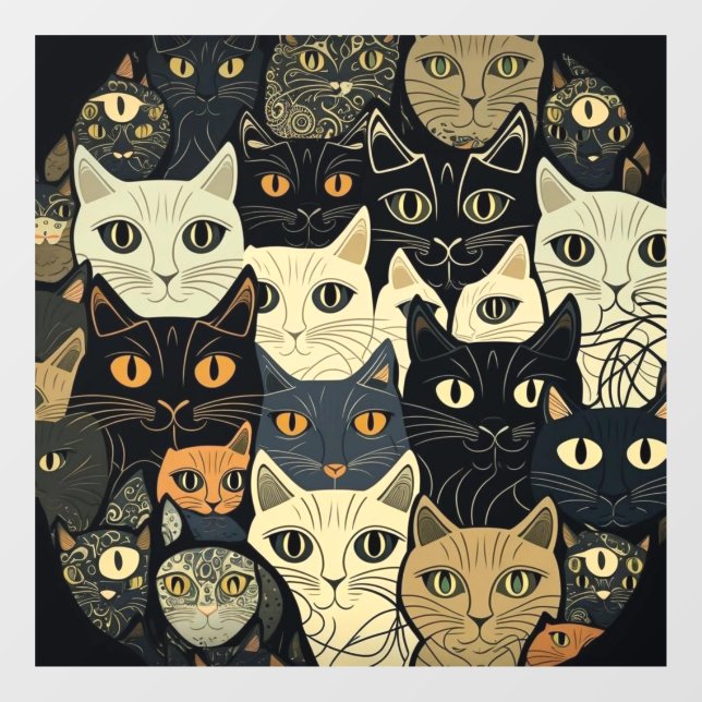 Cat Pattern Artsy Window Cling (Sheet)