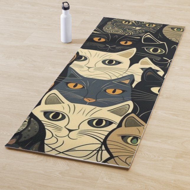 Cat Pattern Artsy Yoga Mat (In Situ)