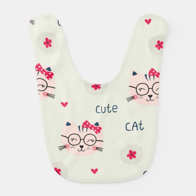 Cat pattern baby bib (Front)