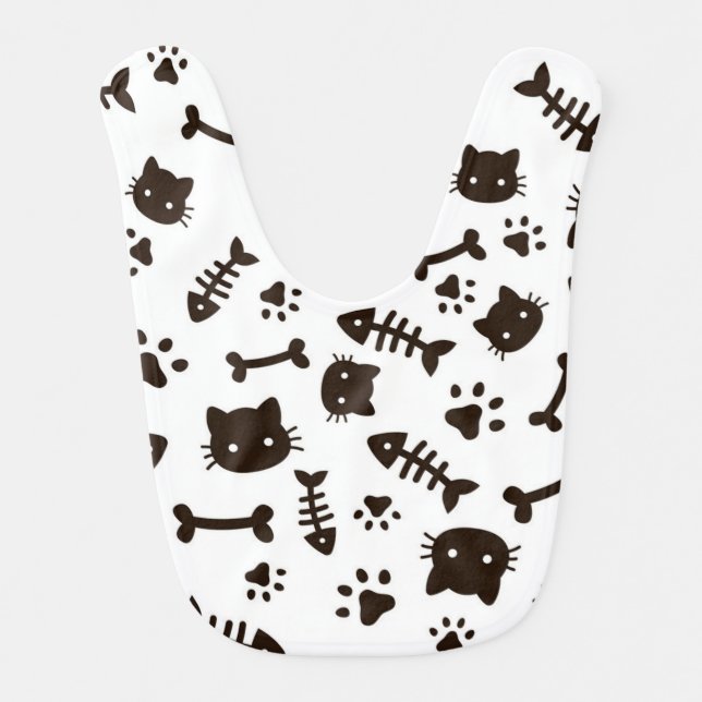 Cat pattern baby bib (Front)