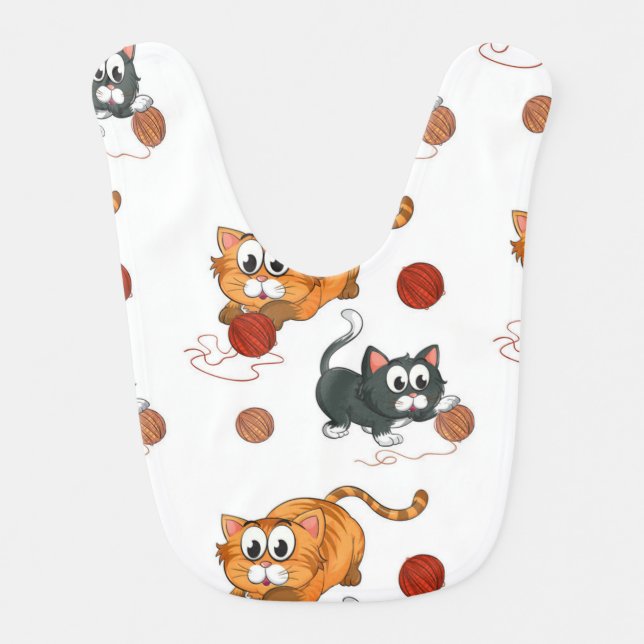 Cat pattern baby bib (Front)