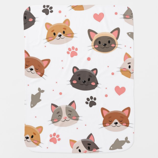 Cat pattern baby blanket (Front)