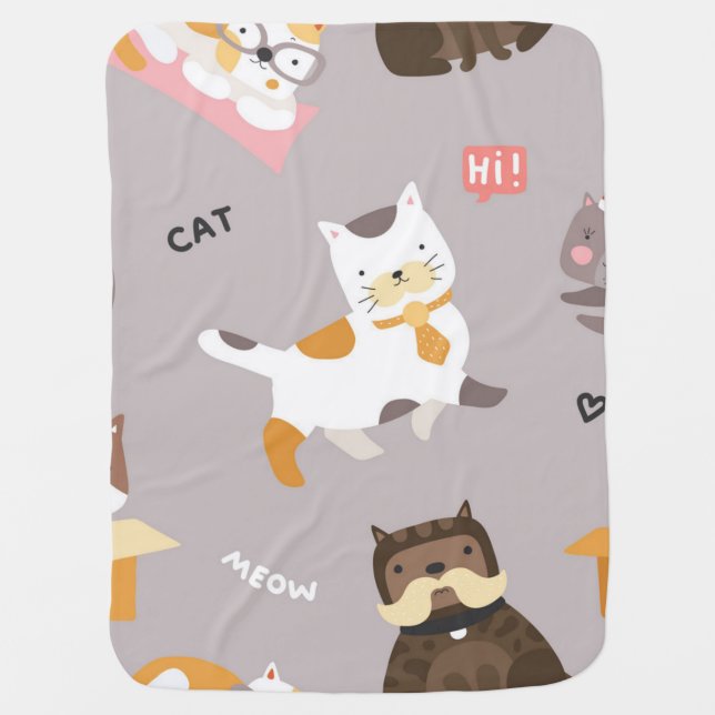 Cat pattern baby blanket (Front)