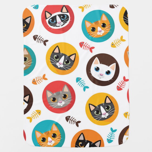 Cat pattern baby blanket (Front)