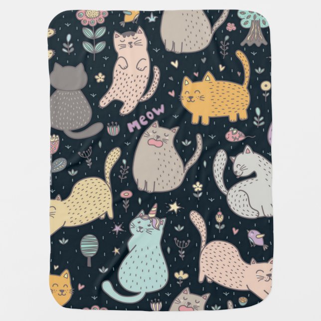 Cat pattern baby blanket (Front)