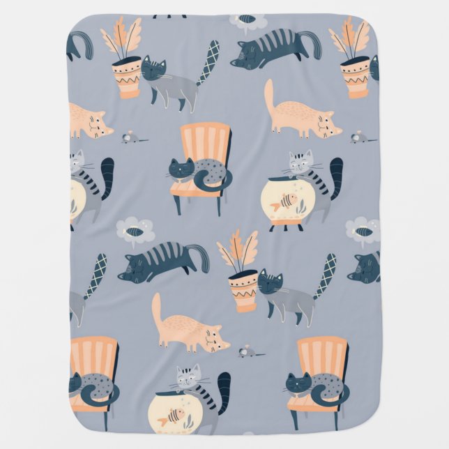 Cat pattern baby blanket (Front)