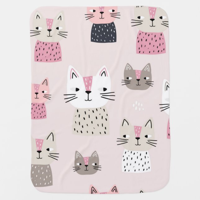 Cat pattern baby blanket (Front)