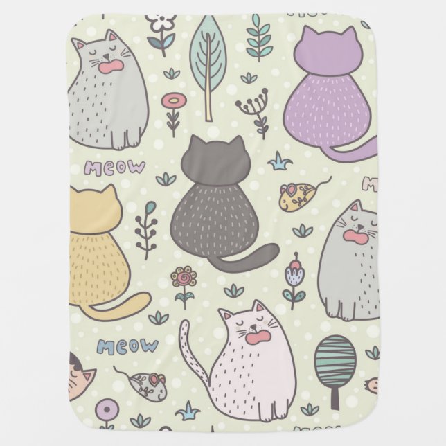 Cat pattern baby blanket (Front)