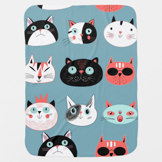 Cat pattern baby blanket (Front)