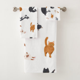 Cat pattern bath towel set