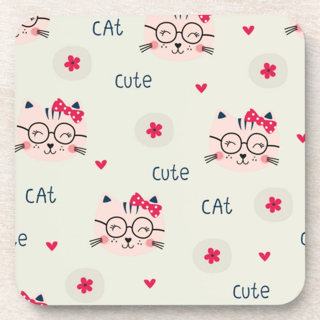Cat pattern beverage coaster (Front)